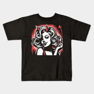 Retro Devil Girl Kids T-Shirt